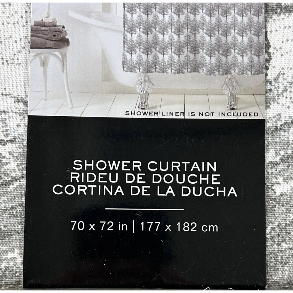 New RALPH LAUREN Winter Evergreen SHOWER CURTAIN‎ Pine Trees Cabin 100% Cotton